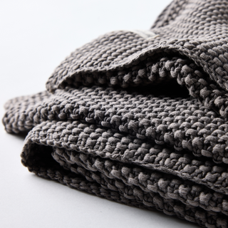 Pewter (mid Grey) Stonewash Cotton Throw - Turaco