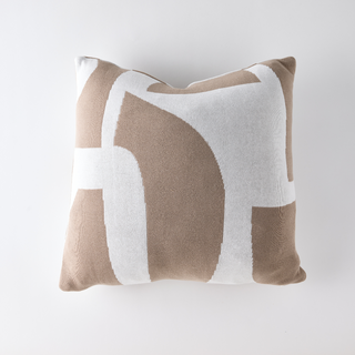 Ivory & stone abstract reversible cotton knit scatter cushion