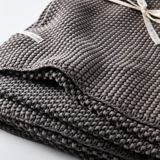 Pewter (mid Grey) Stonewash Cotton Throw - Turaco