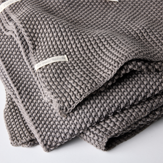 Pewter (mid Grey) Stonewash Cotton Throw - Turaco
