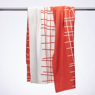 Urban Square Cotton Reversible Throw in Terracotta and Cream