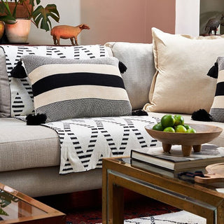 Trapezia Cotton Mono-Knit Reversible Throw in Monochrome