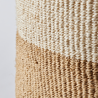 Two-Tone Sisal Woven Basket – Plain Beige & White