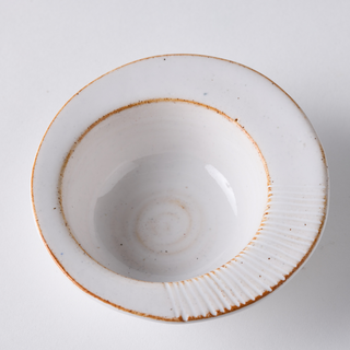 Set of mezze bowls - white with ridged terracotta rims