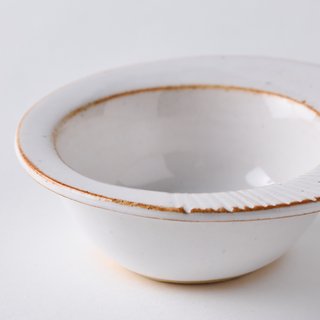 Set of mezze bowls - white with ridged terracotta rims