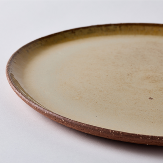 Round ceramic platter - earthy, soft honey