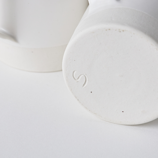 Set of Two Tall Mugs in Satin Matte White Finish