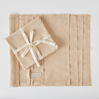 Stone Rectangular Fringed Placemats - Set of 4 - Bushveld Weave