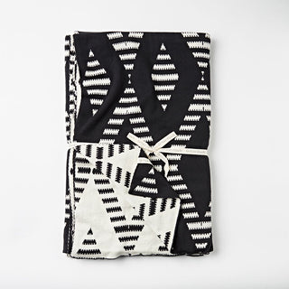 Trapezia Cotton Mono-Knit Reversible Throw in Monochrome