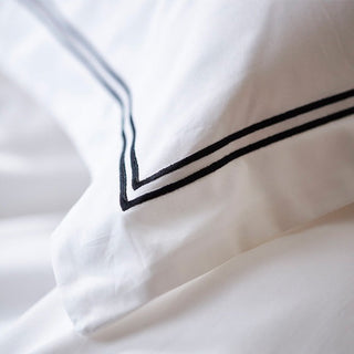 Saxon Pillowcase Set with Black Satin Stitch Detail