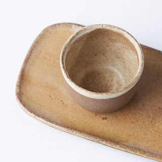 Ramekin Set with matching Contour Slider Tray in coffee