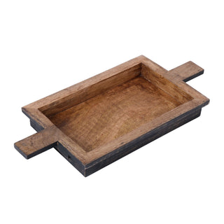 Kaveri Wood and Black Finish Tray with Handles