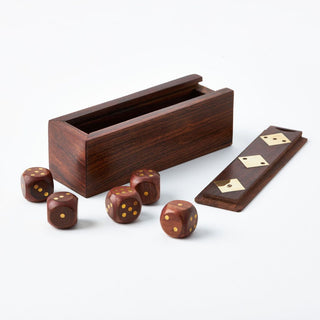Vegas Handmade Wood & Brass Dice Set