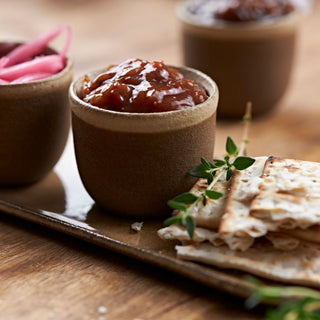 Ramekin Set with matching Contour Slider Tray in coffee