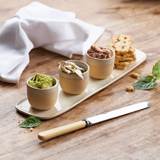 Ramekin Set with matching Contour Slider Tray in cream