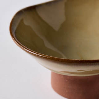 Mezze bowl on a base - honey gold bowl on terracotta base