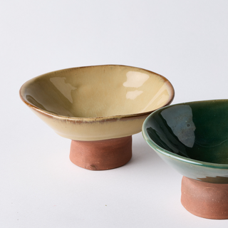 Mezze bowl on a base - honey gold bowl on terracotta base