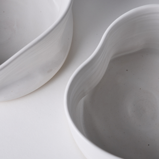 Vanilla white dented ceramic mezze bowl