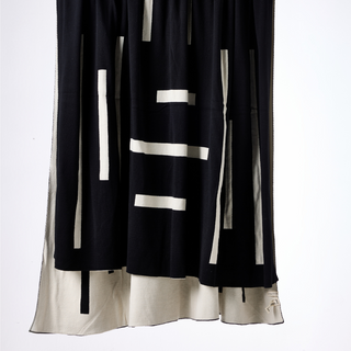 Monochrome black and cream cotton throw - linear design