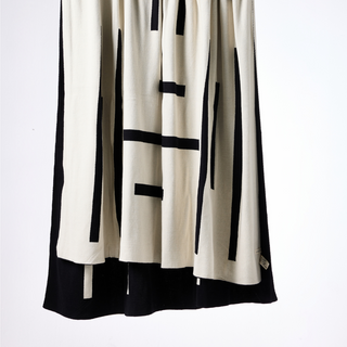 Monochrome black and cream cotton throw - linear design