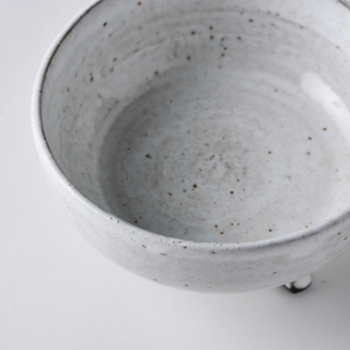 3 Legged small speckled white ceramic bowl