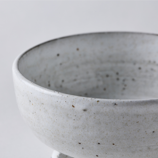 3 Legged small speckled white ceramic bowl