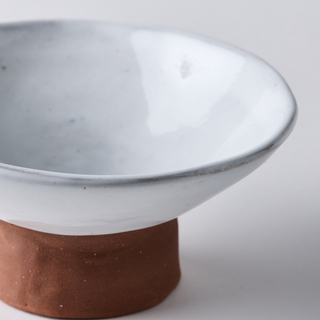 Ceramic vanilla white mezze bowl on a base