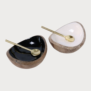 Assam Set of Wooden Condiment Bowls with Spoons