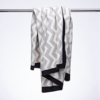 Flash Cotton Reversible Throw in Grey, Black and Cream
