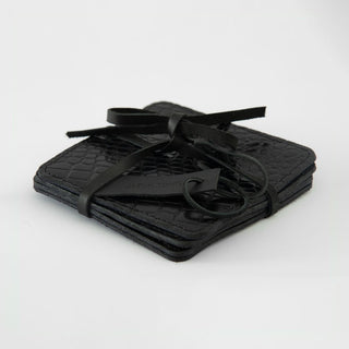 Genova Croc-Embossed Leather Coaster Set