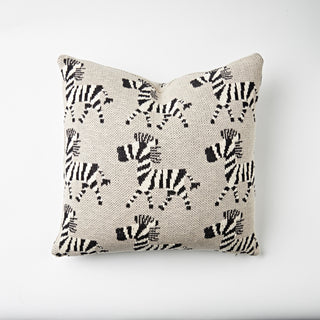 Zebra Dazzle Cotton Knitted Scatter Cushion in Grey, Black and Cream