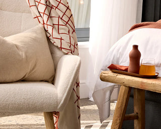 Urban Square Cotton Reversible Throw in Terracotta and Cream