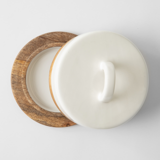 Bhima Wood and Enamel Butter Dish