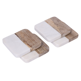 Castillo Wood & Stone Coaster Set