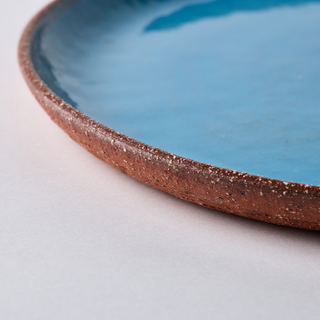 Round ceramic platter - marine blue