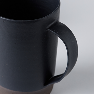 Matte Black Glazed Tall Mugs - Set of 2