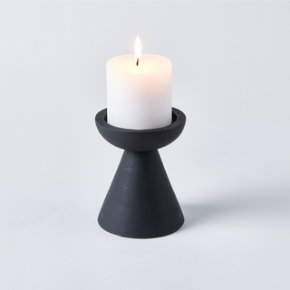 Frock Wooden Candlestick – Matte Black, Small