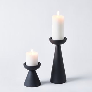Frock Wooden Candlestick – Matte Black, Small