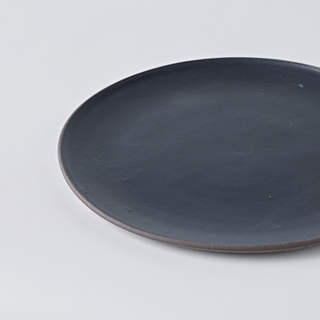 Charcoal with Shiny Black Glazed Ceramic Three-Piece Dinner Set