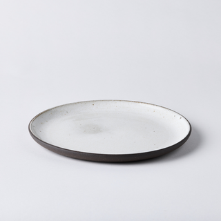 Three-piece dinner set - white with black clay base and rim