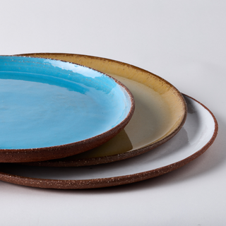 Round ceramic platter - marine blue