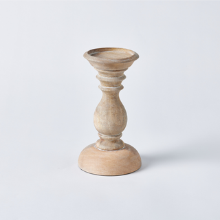 Tuscan Wooden Candlestick – Whitewash