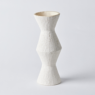 Unglazed Ceramic Tall Vase in Textured Ivory