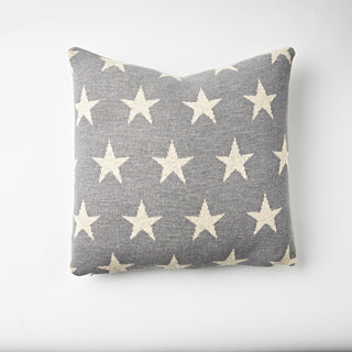 Twinkle Star Cotton Knitted Scatter Cushion in Grey and Cream