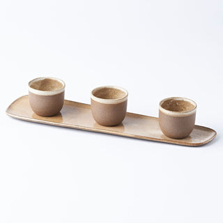 Ramekin Set with matching Contour Slider Tray in coffee
