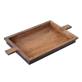 Kaveri Wood and Black Finish Tray with Handles