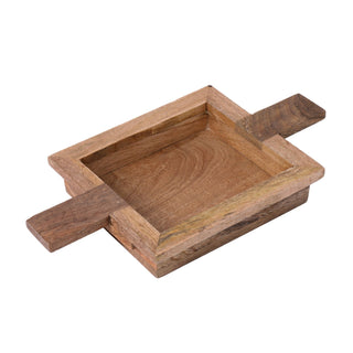 Kaveri Wood and Black Finish Tray with Handles