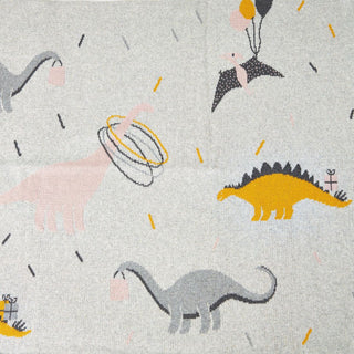 Jurassic Party Large Cotton Baby Blanket, Light Pink
